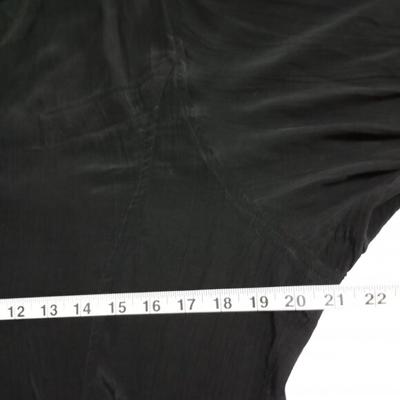 Ivana Beni Black Button-Up Blouse Size (S) 44 V-Neck Tie Waist 3/4 Sleeves - Picture 9 of 11